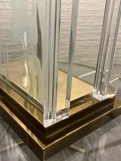 Frederick Raymond RARE LARGE ART DECO REVIVAL GLASS BRASS LUCITE LAMPS BY FREDERICK RAYMOND