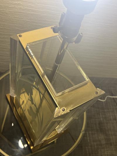 Frederick Raymond RARE LARGE ART DECO REVIVAL GLASS BRASS LUCITE LAMPS BY FREDERICK RAYMOND