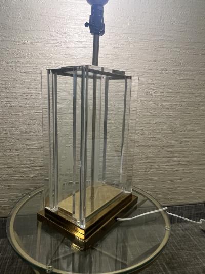 Frederick Raymond RARE LARGE ART DECO REVIVAL GLASS BRASS LUCITE LAMPS BY FREDERICK RAYMOND