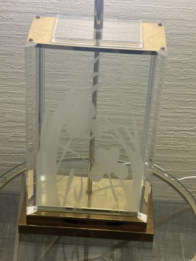 Frederick Raymond RARE LARGE ART DECO REVIVAL GLASS BRASS LUCITE LAMPS BY FREDERICK RAYMOND