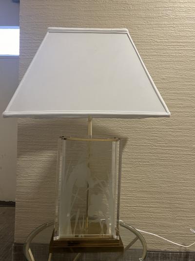 Frederick Raymond RARE LARGE ART DECO REVIVAL GLASS BRASS LUCITE LAMPS BY FREDERICK RAYMOND