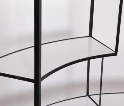 Frederick Weinberg Black and White Vitrolite Glass Wrought Iron Shelf by Frederick Weinberg