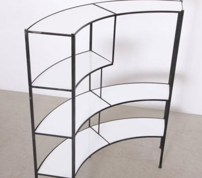 Frederick Weinberg Black and White Vitrolite Glass Wrought Iron Shelf by Frederick Weinberg