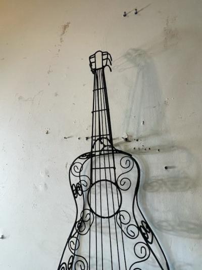 Frederick Weinberg MID CENTURY BLACK WIRE METAL GUITAR WALL SCULPTURE