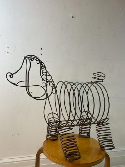 Frederick Weinberg MID CENTURY WHIMSICAL BLACK METAL POODLE MAGAZINE RACK