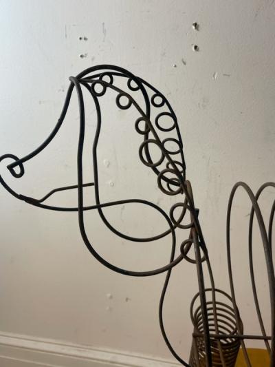 Frederick Weinberg MID CENTURY WHIMSICAL BLACK METAL POODLE MAGAZINE RACK