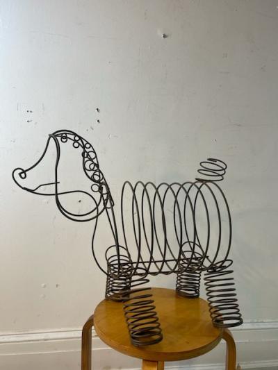 Frederick Weinberg MID CENTURY WHIMSICAL BLACK METAL POODLE MAGAZINE RACK