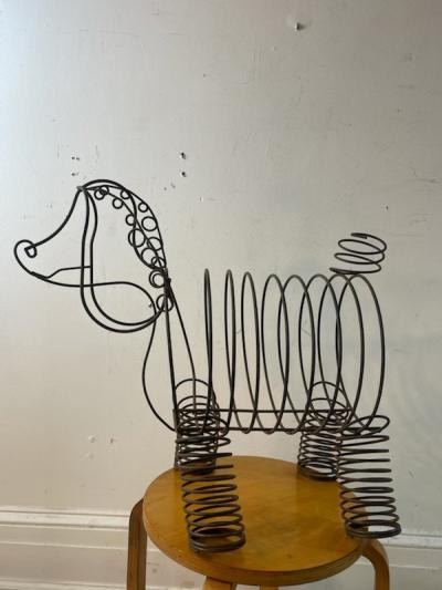 Frederick Weinberg MID CENTURY WHIMSICAL BLACK METAL POODLE MAGAZINE RACK