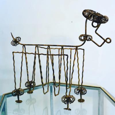 Frederick Weinberg Mid Century Gilt Iron Poodle Magazine Rack in the Manner of Frederick Weinberg