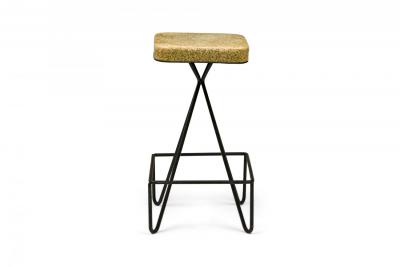 Frederick Weinberg Set of 6 Frederick Weinberg Wrought Iron Hairpin Leg Swivel Seat Bar Stools