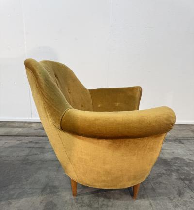 Frederico Munari 2 Velvet Armchairs by Federico Munari w Matching Sofa Available Italy 1950s