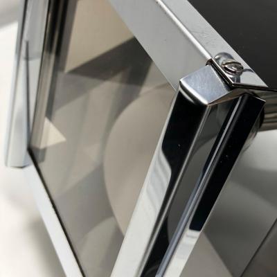 Fredrick Ramond Fredrick Ramond Hexagonal Chrome and Smoked Glass Chandelier USA circa 1970s