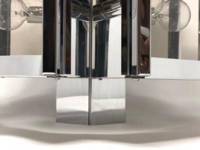 Fredrick Ramond Fredrick Ramond Hexagonal Chrome and Smoked Glass Chandelier USA circa 1970s