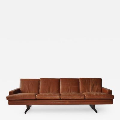 Fredrik A Kayser Fredrik Kayser Leather and Rosewood Sofa