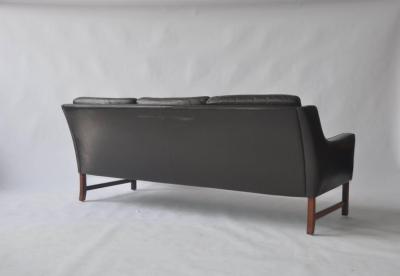 Fredrik A Kayser Fredrik Kayser Leather and Rosewood Sofa