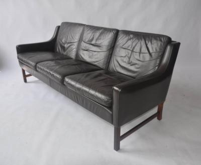 Fredrik A Kayser Fredrik Kayser Leather and Rosewood Sofa
