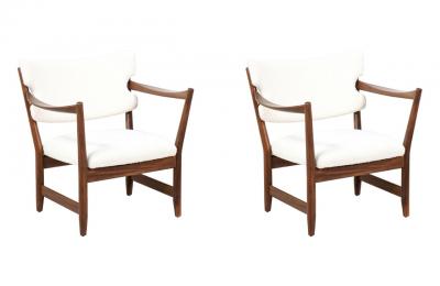 Fredrik Kayser Adolf Relling Fredrik Kayser Kaminstolen African Teak Wool Lounge Chairs