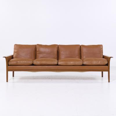 Fredrik Kayser Fredrik Kayser Model 934 Mid Century Teak and Leather Sofa