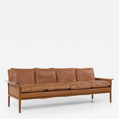 Fredrik Kayser Fredrik Kayser Model 934 Mid Century Teak and Leather Sofa