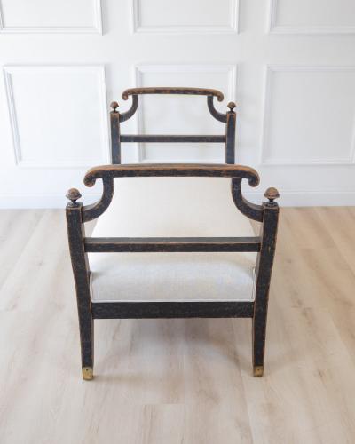 Freestanding Karl Johan Bench in Black Paint circa 1830