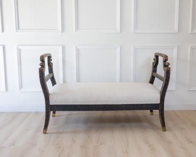 Freestanding Karl Johan Bench in Black Paint circa 1830