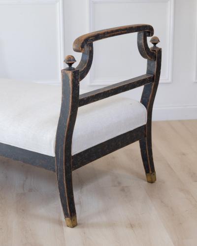 Freestanding Karl Johan Bench in Black Paint circa 1830