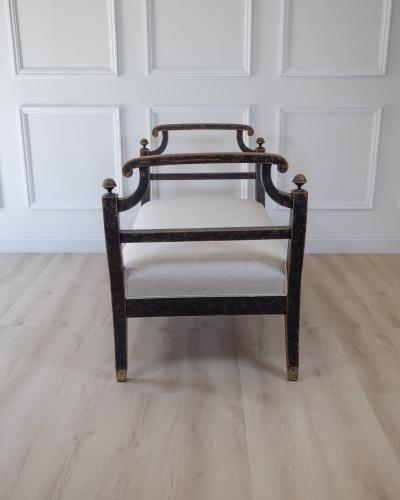 Freestanding Karl Johan Bench in Black Paint circa 1830