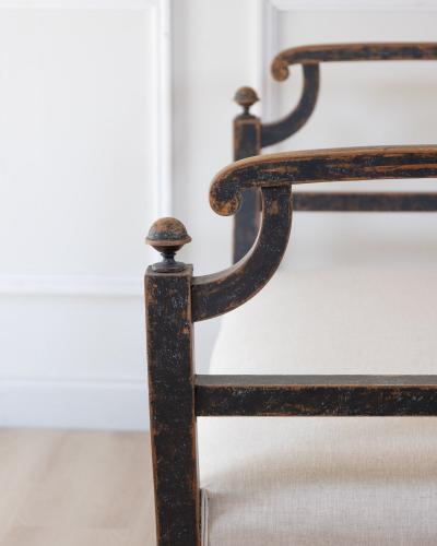 Freestanding Karl Johan Bench in Black Paint circa 1830