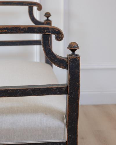 Freestanding Karl Johan Bench in Black Paint circa 1830