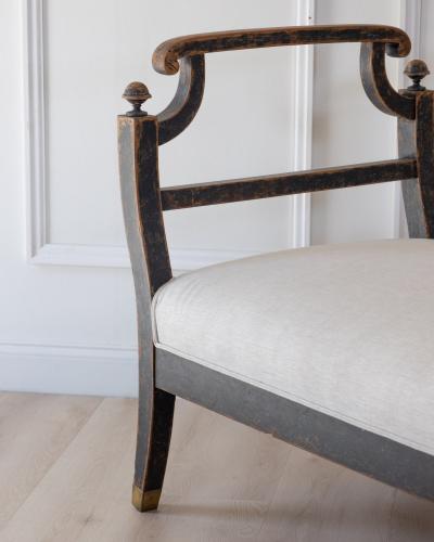 Freestanding Karl Johan Bench in Black Paint circa 1830