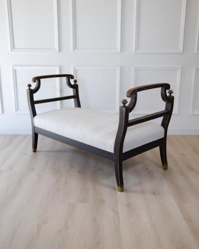 Freestanding Karl Johan Bench in Black Paint circa 1830