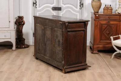 French 16th Century Henri II Period Walnut Buffet with Folded Cloth Ornaments