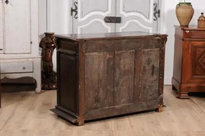 French 16th Century Henri II Period Walnut Buffet with Folded Cloth Ornaments