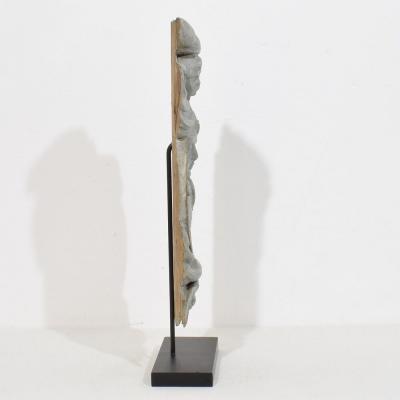 French 17 18th Century Carved Wooden Baroque Panel Depicting A Saint And Angels