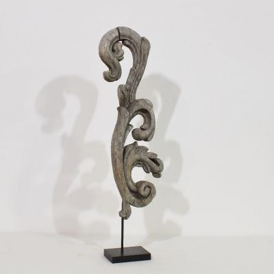 French 17 18th Century Hand Carved Oak Baroque Curl Ornament