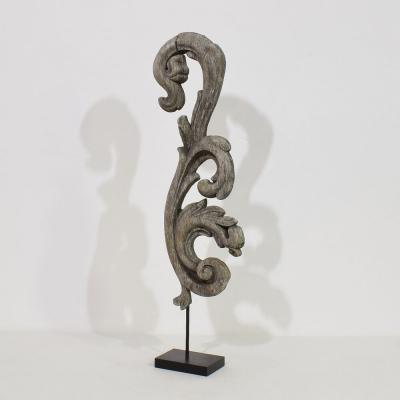 French 17 18th Century Hand Carved Oak Baroque Curl Ornament