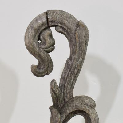 French 17 18th Century Hand Carved Oak Baroque Curl Ornament