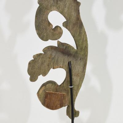 French 17 18th Century Hand Carved Oak Baroque Curl Ornament