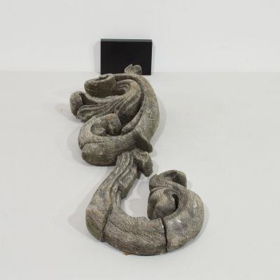 French 17 18th Century Hand Carved Oak Baroque Curl Ornament