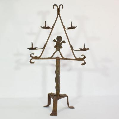 French 17 18th Century Hand Forged Iron Candleholder