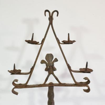 French 17 18th Century Hand Forged Iron Candleholder