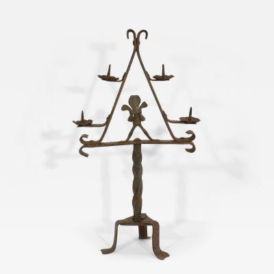 French 17 18th Century Hand Forged Iron Candleholder