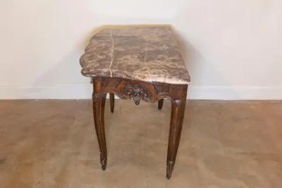French 1720s R gence Period Walnut Console Table with Original Marble Top