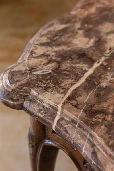 French 1720s R gence Period Walnut Console Table with Original Marble Top