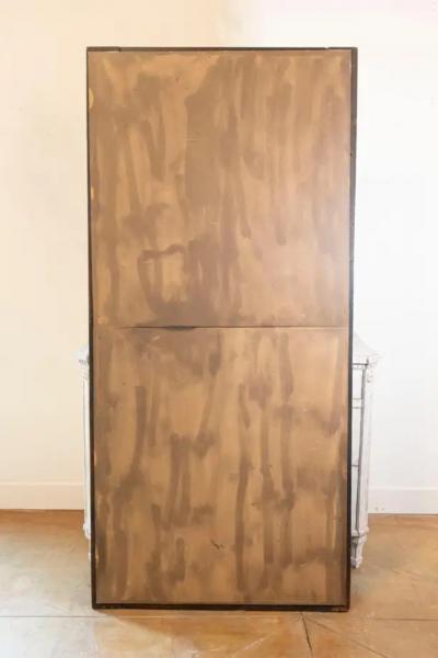 French 1750s Oak Trumeau Mirror with Large Carved Rinceaux and Floral Bouquet