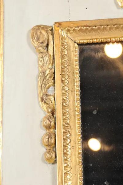 French 1775 Transition Period Painted and Gilt Trumeau Mirror with Carved Urn