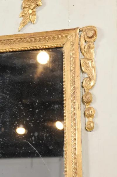 French 1775 Transition Period Painted and Gilt Trumeau Mirror with Carved Urn