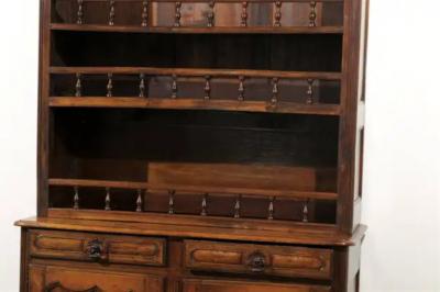 French 1790s Louis XV Style Cherry Vaisselier with Baluster Adorned Shelves