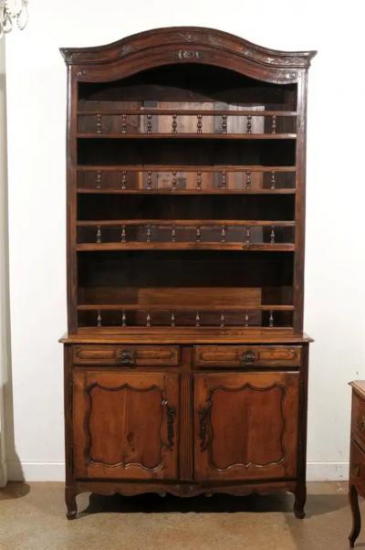 French 1790s Louis XV Style Cherry Vaisselier with Baluster Adorned Shelves