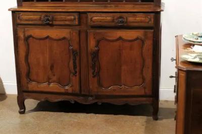 French 1790s Louis XV Style Cherry Vaisselier with Baluster Adorned Shelves